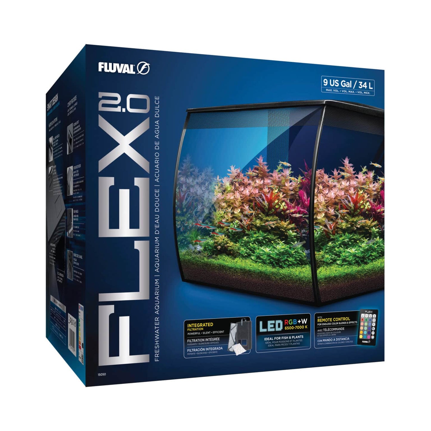 Fluval Flex 2.0 Freshwater Aquarium Kit 9 Gallon