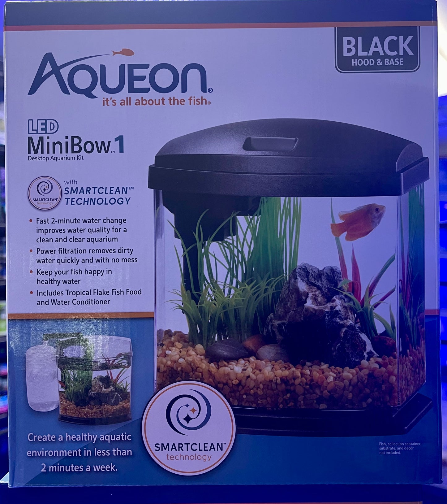 Aqueon LED MiniBow 2 Gal desktop aquarium kit (betta)